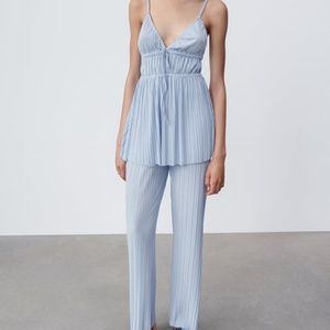 Zara Two Piece Satin Effect Pant Set